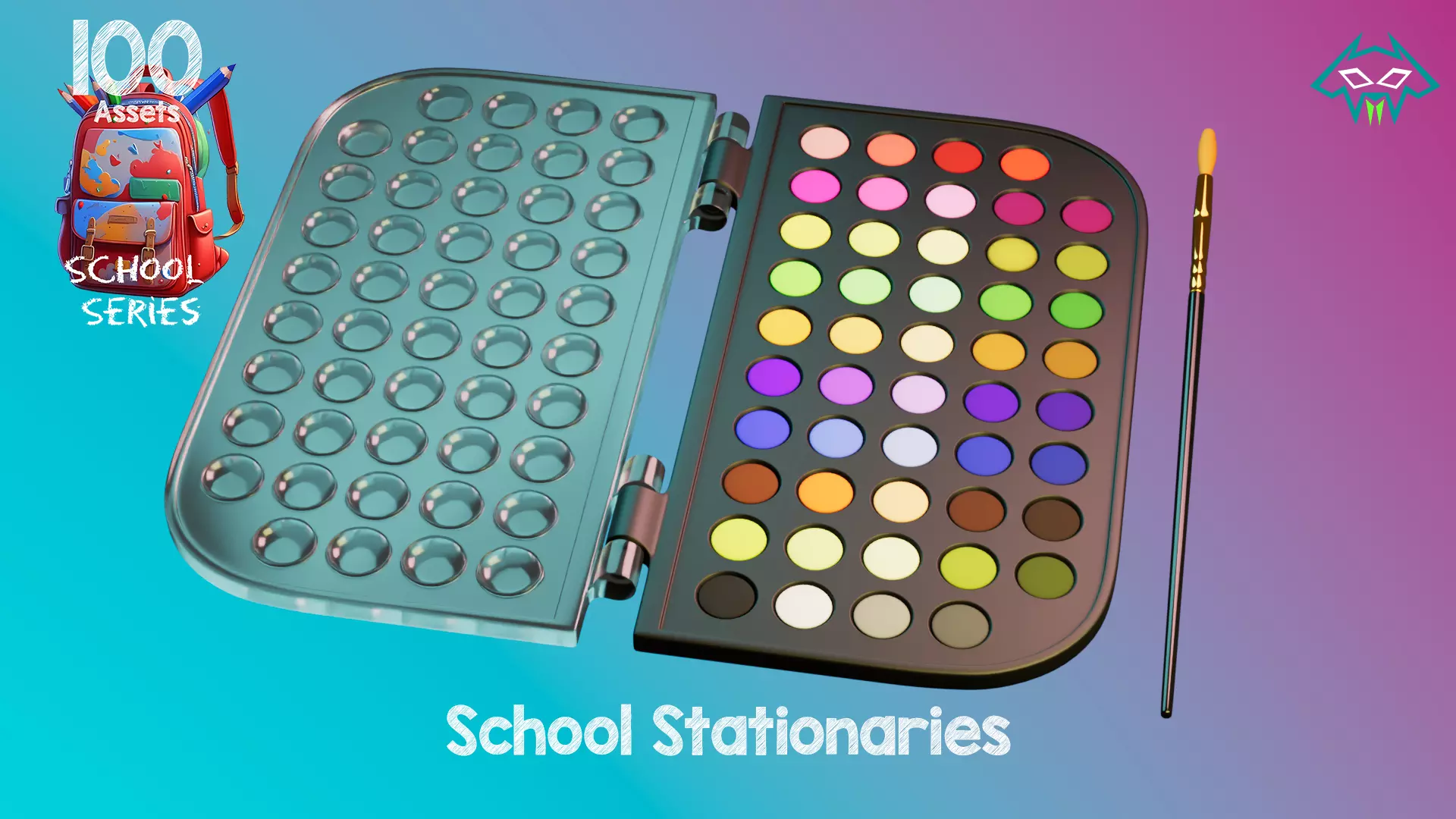 School Stationaries- 100 Assets - School Series Low-poly 3D model_3