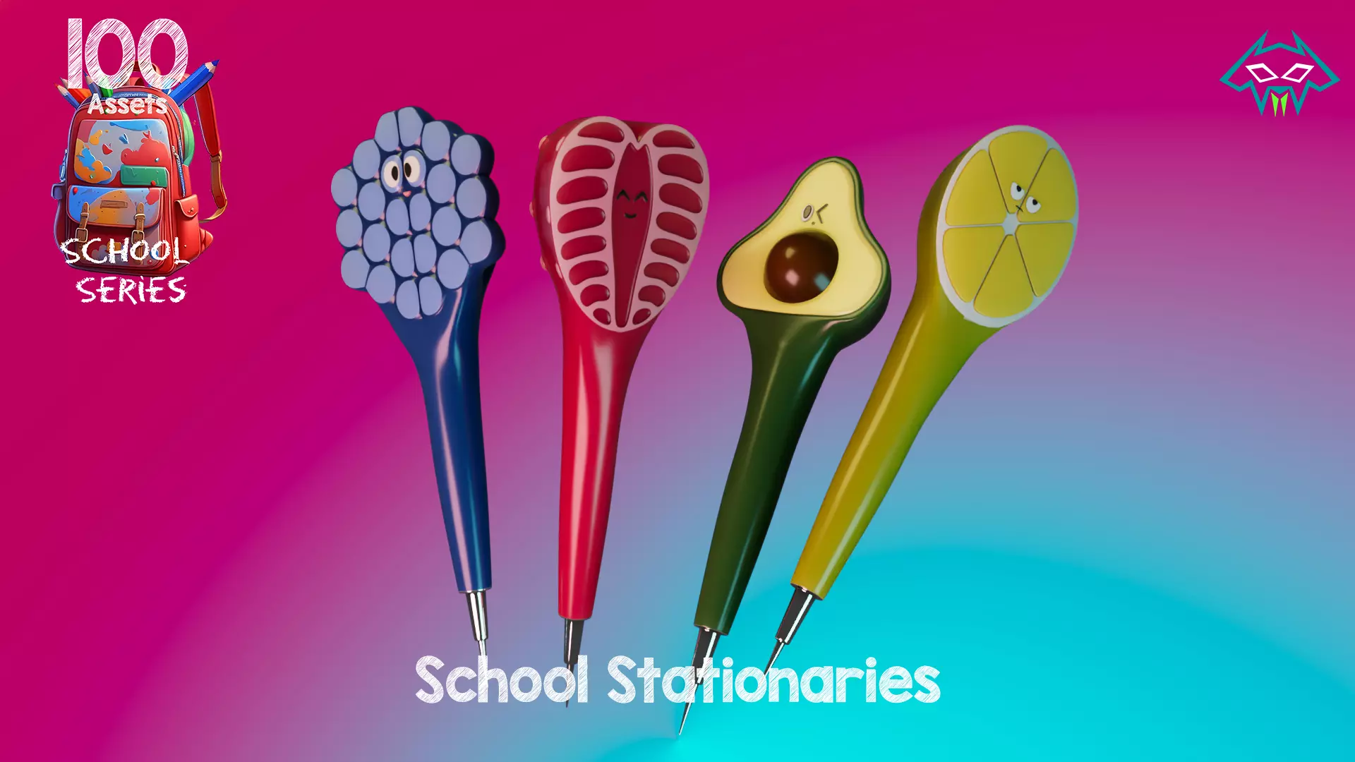 School Stationaries- 100 Assets - School Series Low-poly 3D model_8