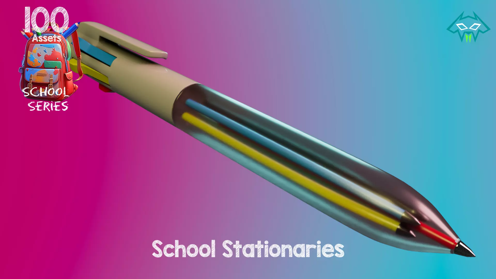 School Stationaries- 100 Assets - School Series Low-poly 3D model_10