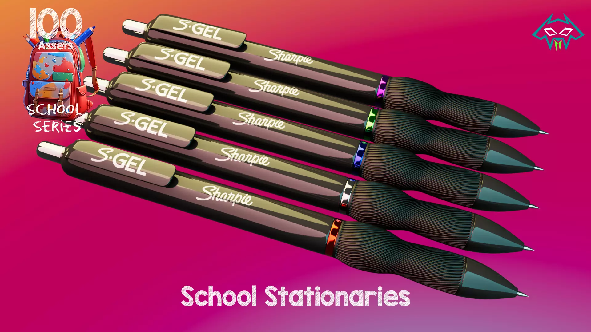 School Stationaries- 100 Assets - School Series Low-poly 3D model_5