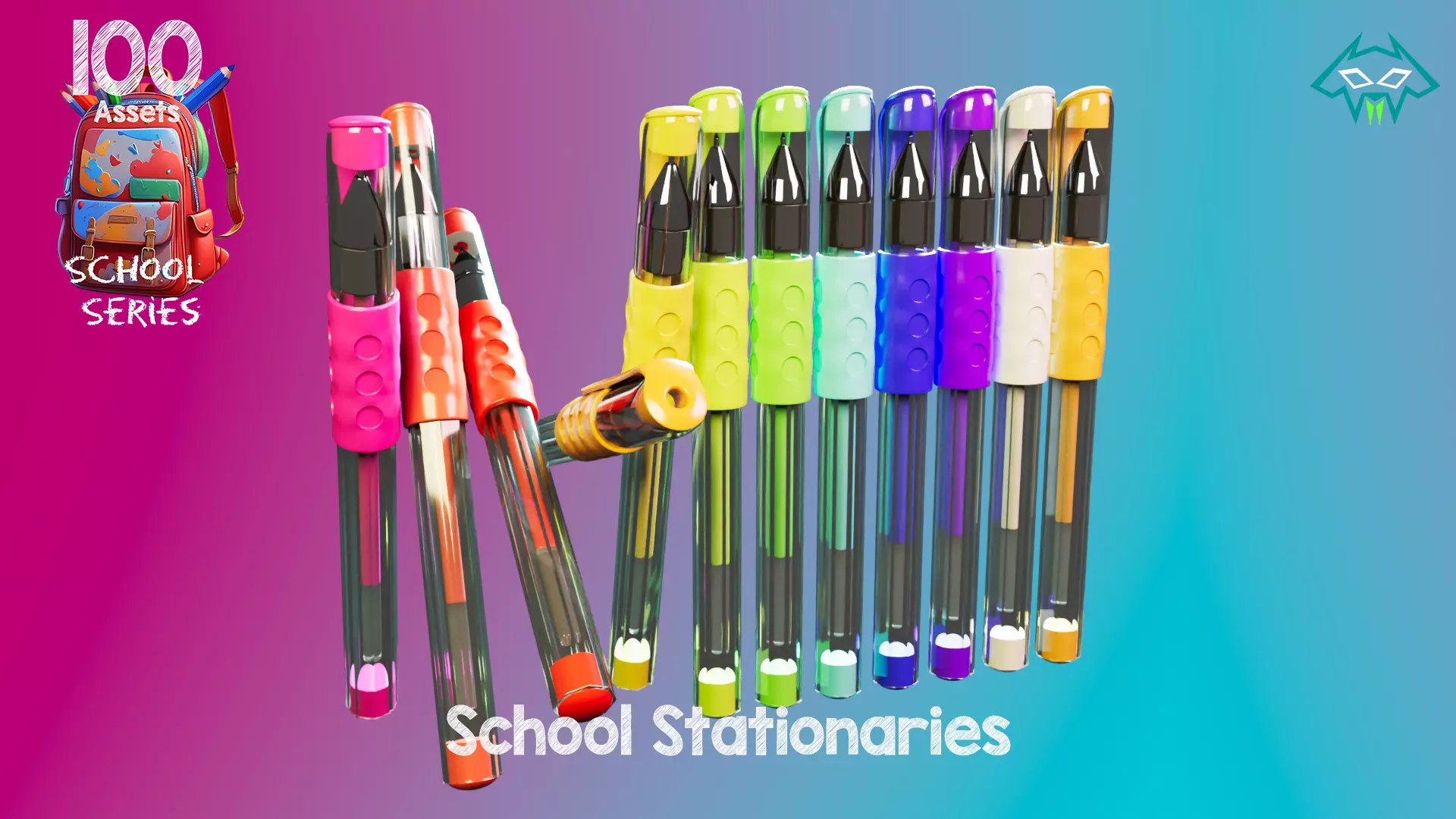 School Stationaries- 100 Assets - School Series Low-poly 3D model_6