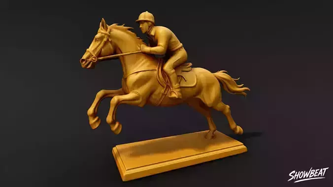 Golden Horse Riding Statue Low-poly 3D model