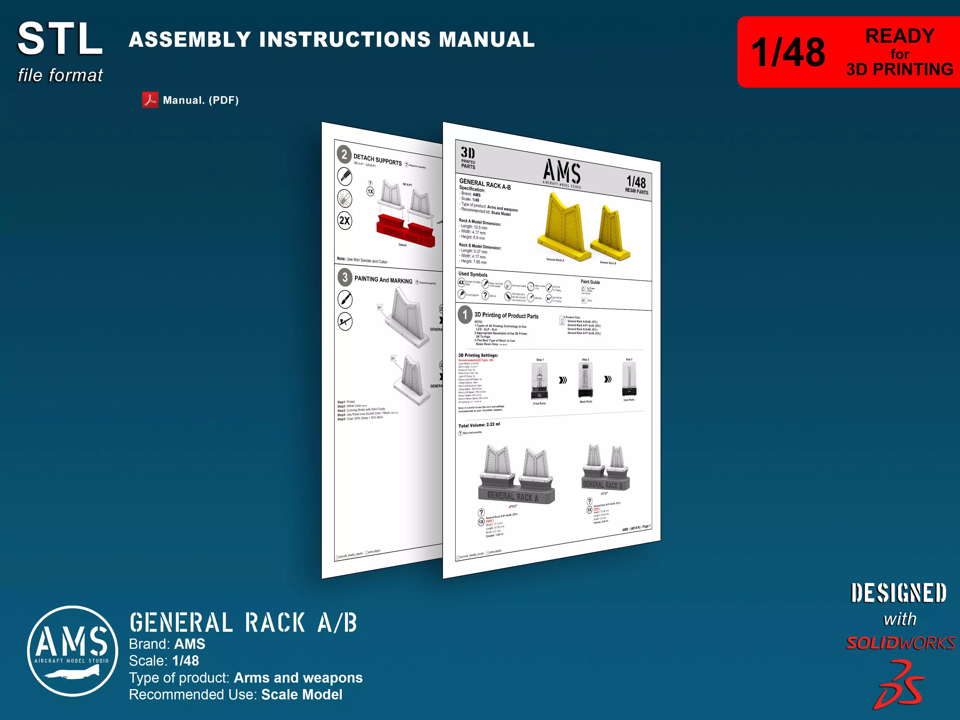 General Rack A-B - Scale 1-48 3D print model_8