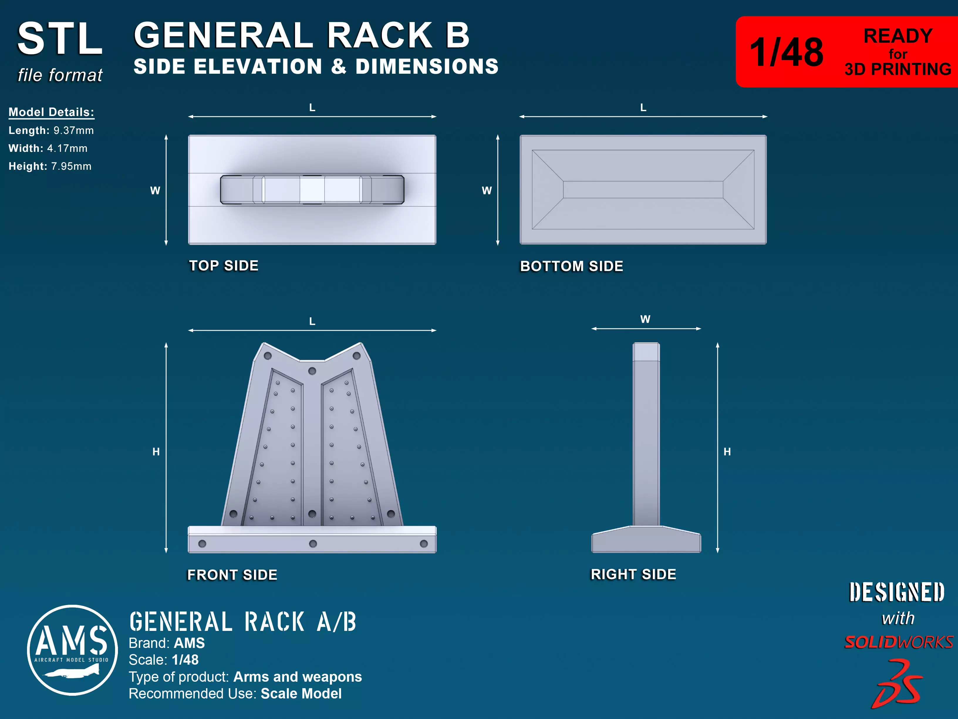 General Rack A-B - Scale 1-48 3D print model_5