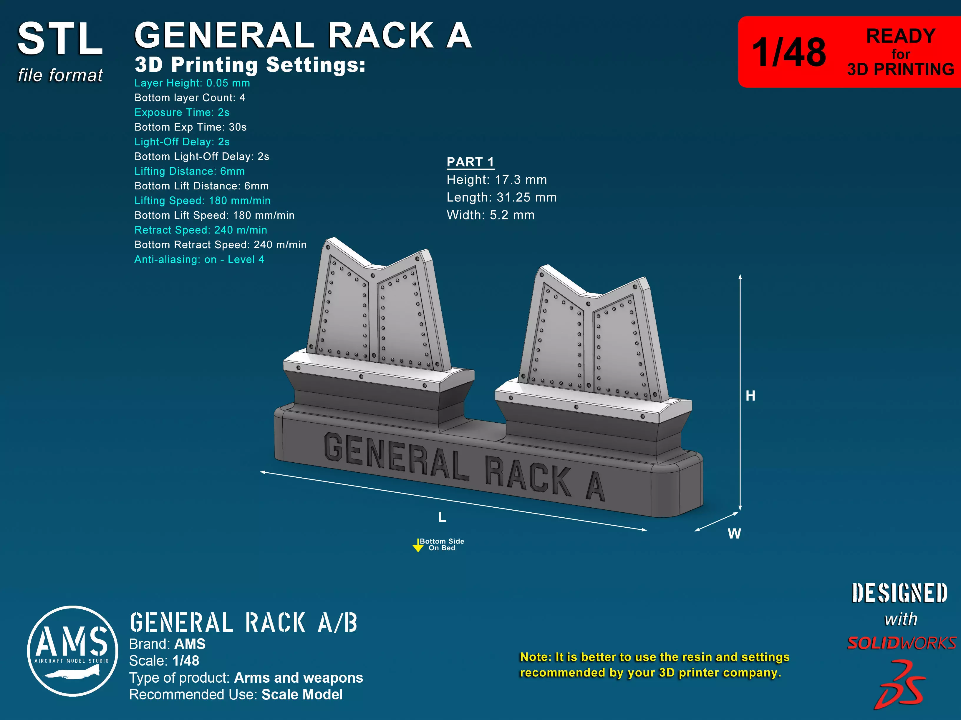 General Rack A-B - Scale 1-48 3D print model_3