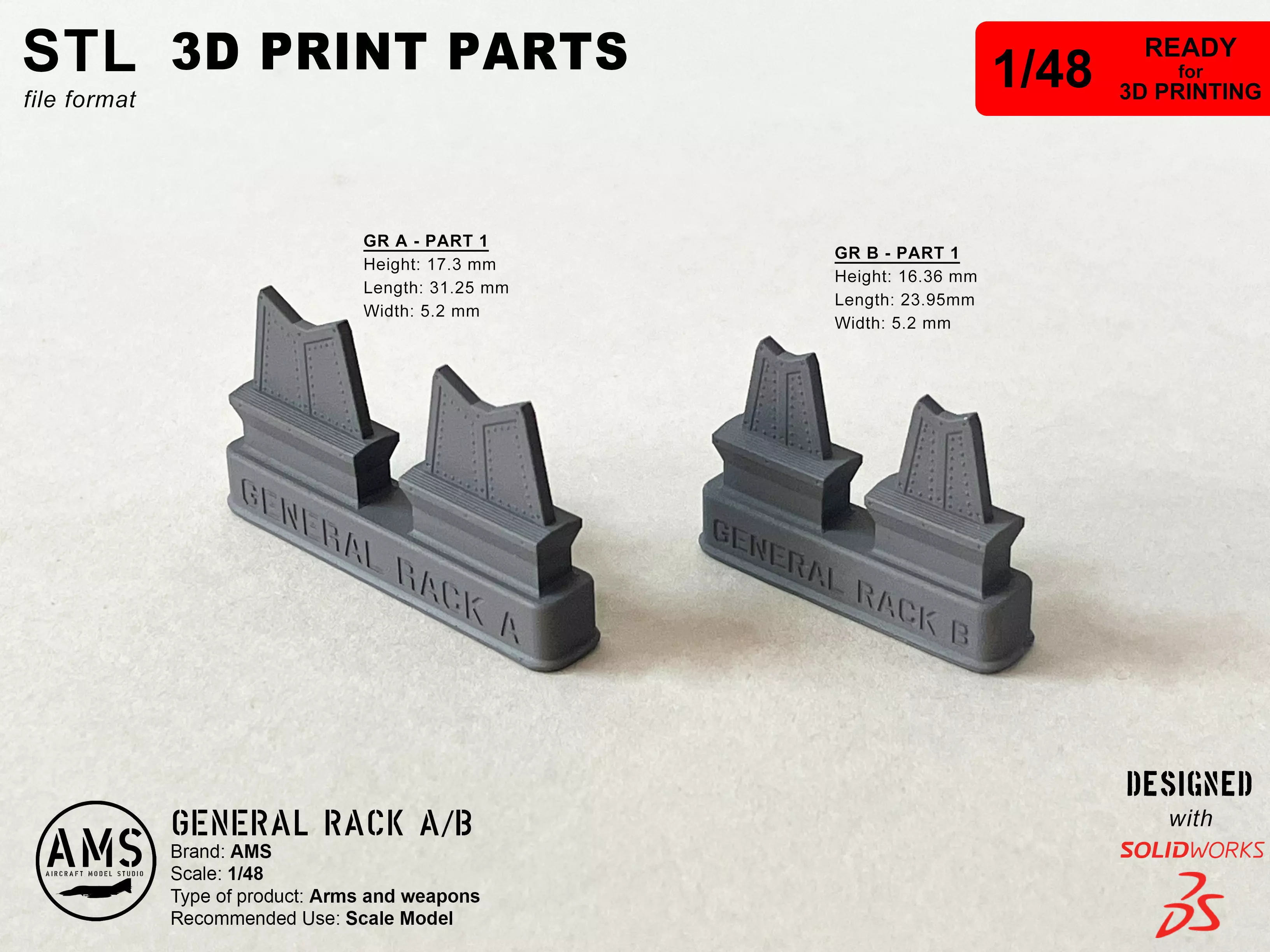 General Rack A-B - Scale 1-48 3D print model_9