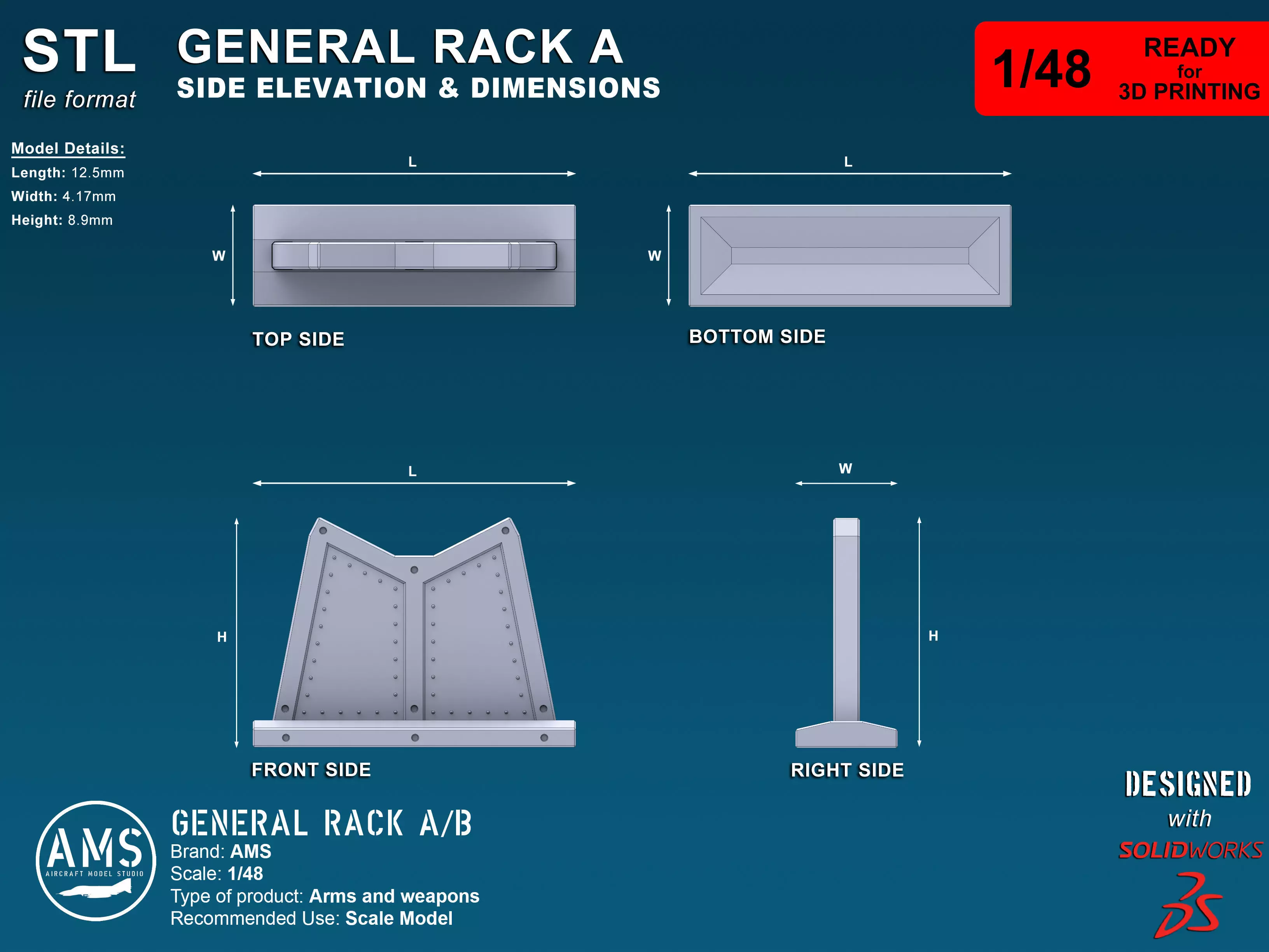 General Rack A-B - Scale 1-48 3D print model_2