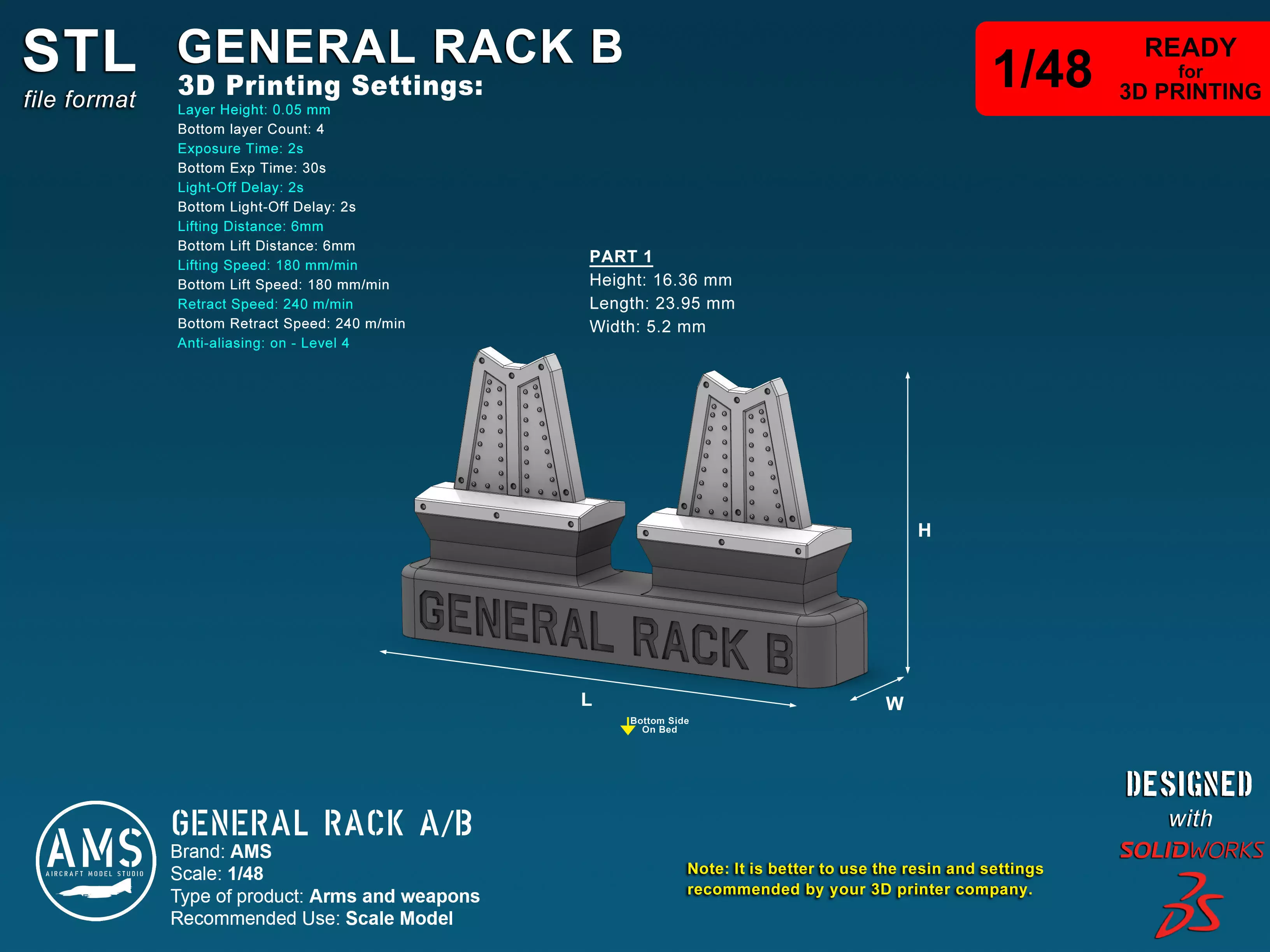 General Rack A-B - Scale 1-48 3D print model_6