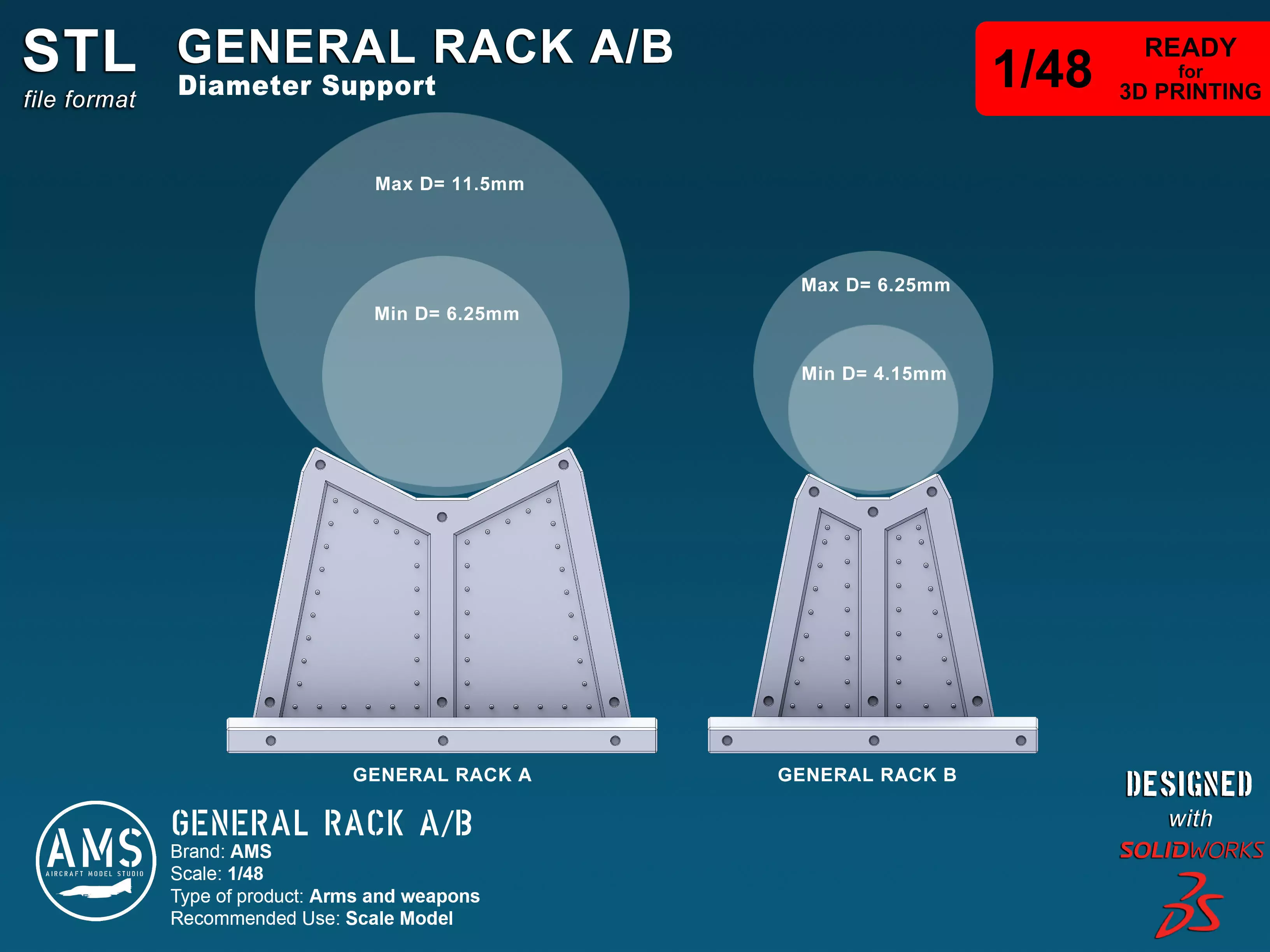 General Rack A-B - Scale 1-48 3D print model_7
