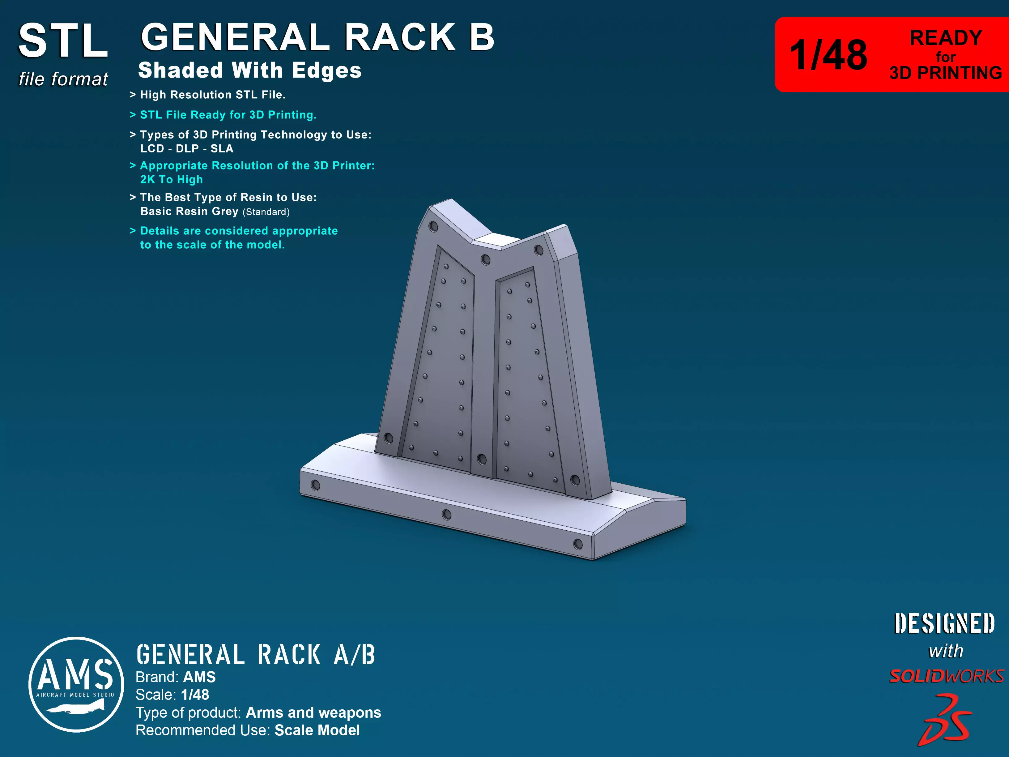 General Rack A-B - Scale 1-48 3D print model_4