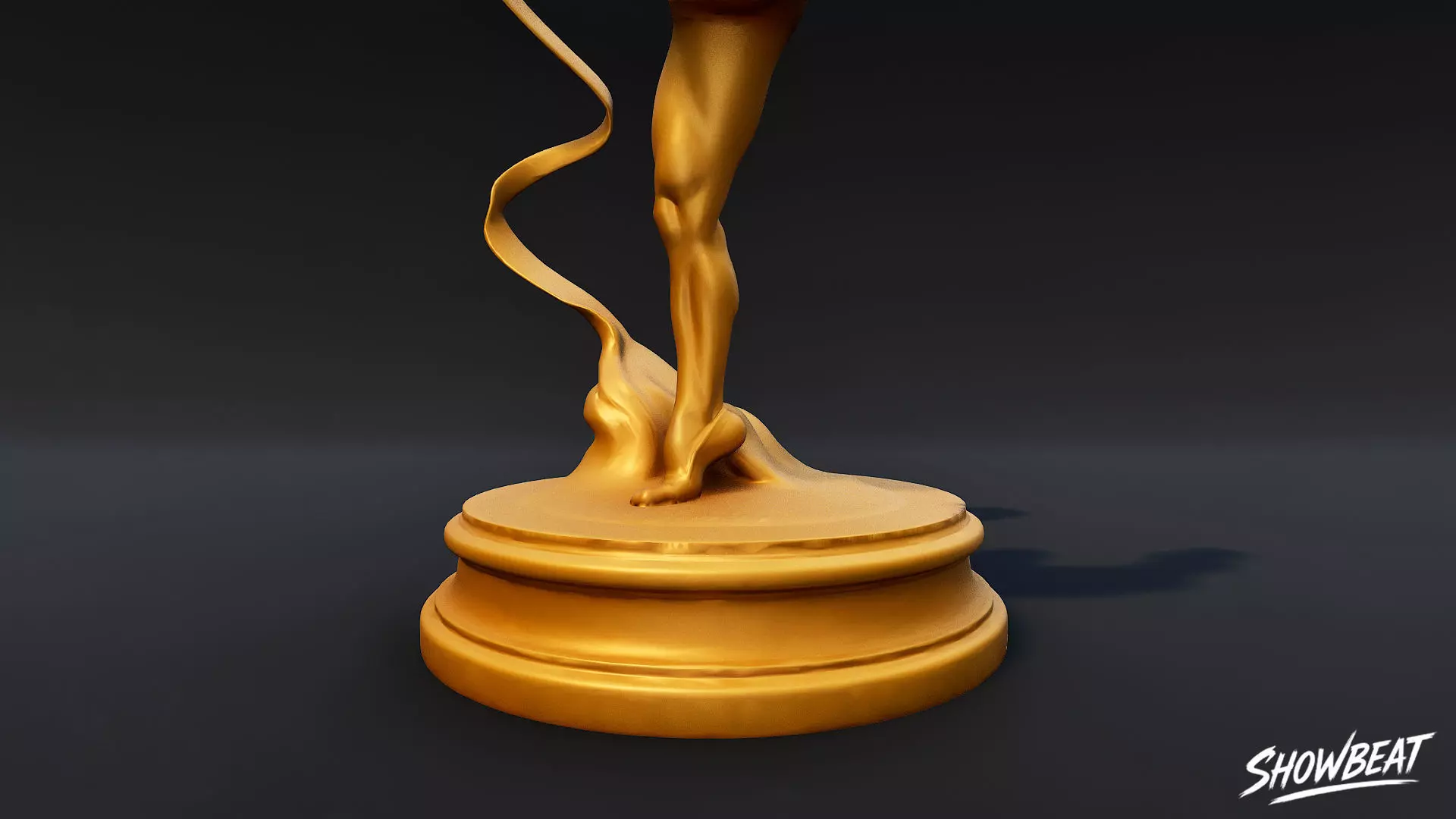 Golden Rhythmic Gymnastics Statue Low-poly 3D model_6