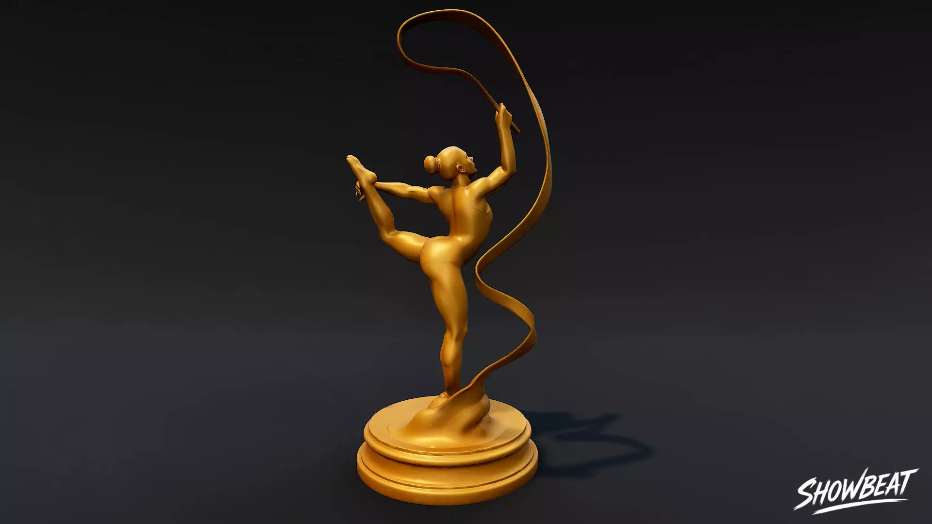 Golden Rhythmic Gymnastics Statue Low-poly 3D model_3