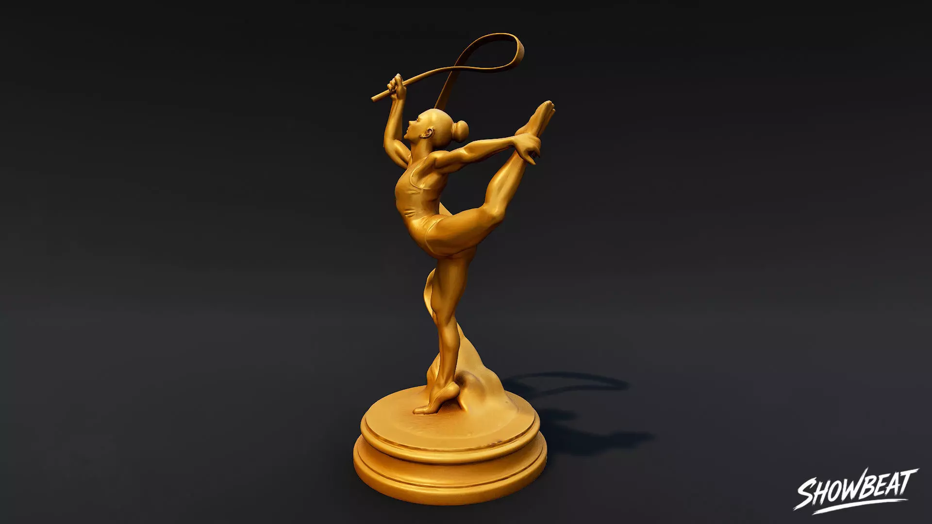 Golden Rhythmic Gymnastics Statue Low-poly 3D model_1