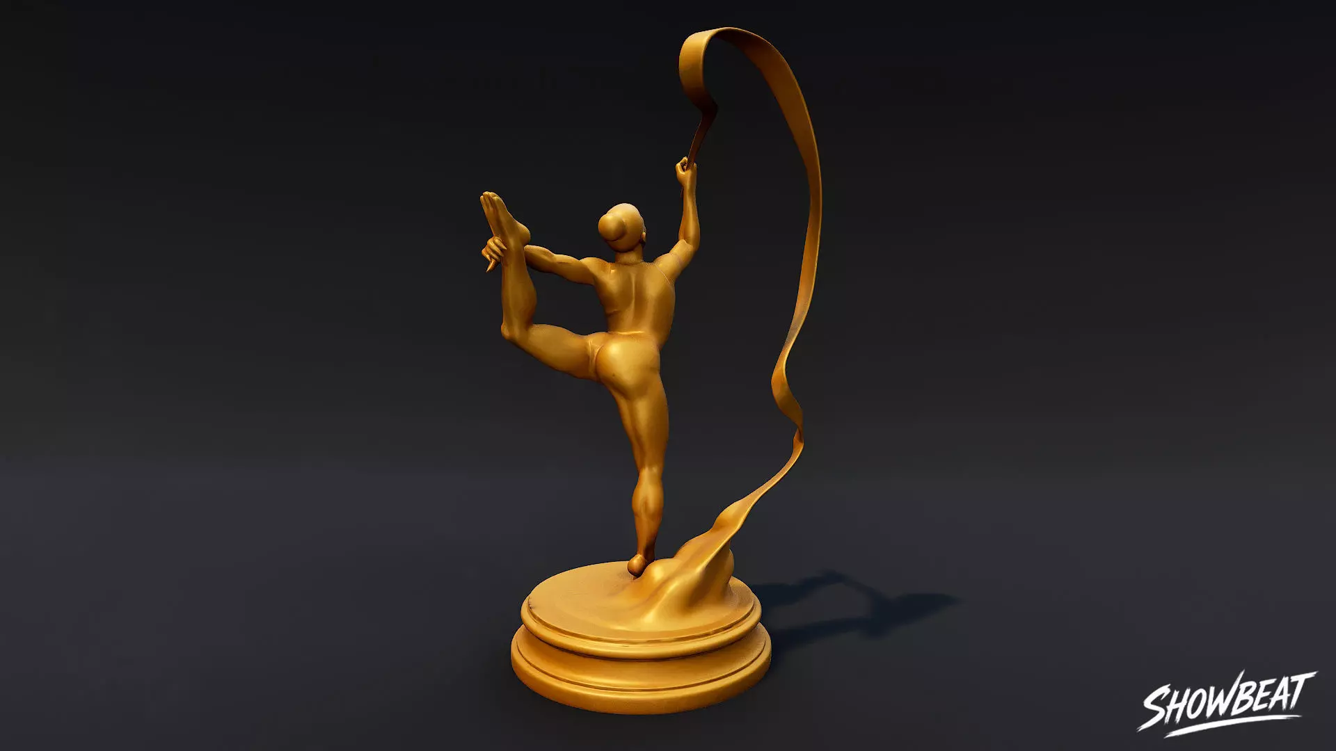 Golden Rhythmic Gymnastics Statue Low-poly 3D model_2