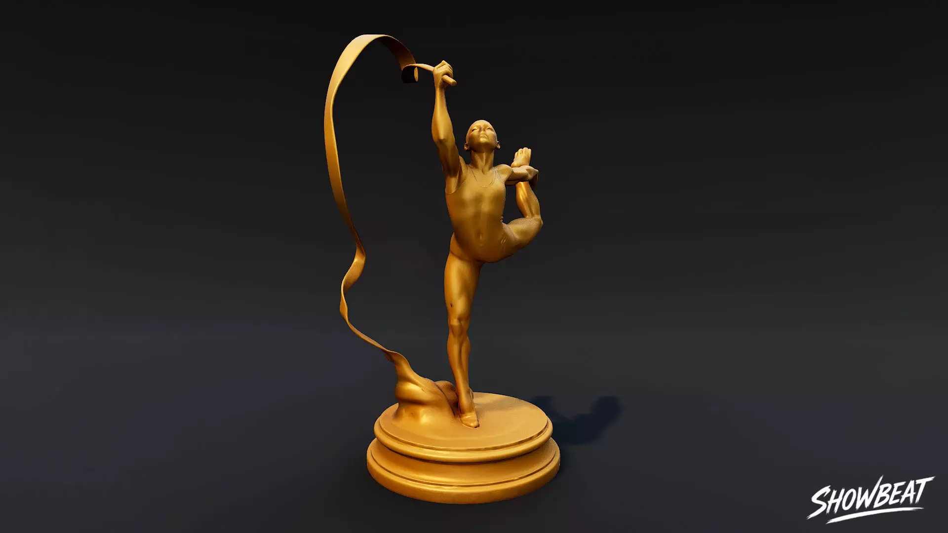 Golden Rhythmic Gymnastics Statue Low-poly 3D model_4