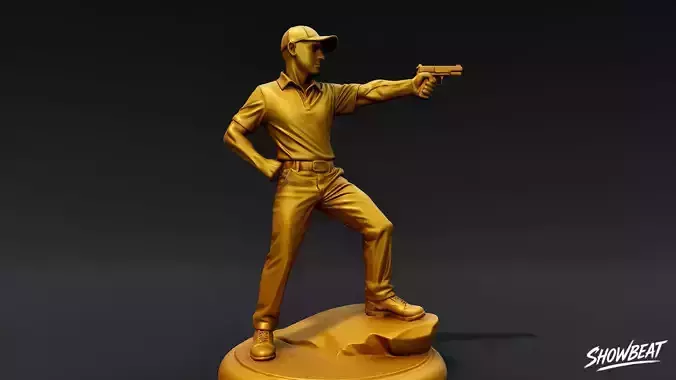 Golden Shooting Statue