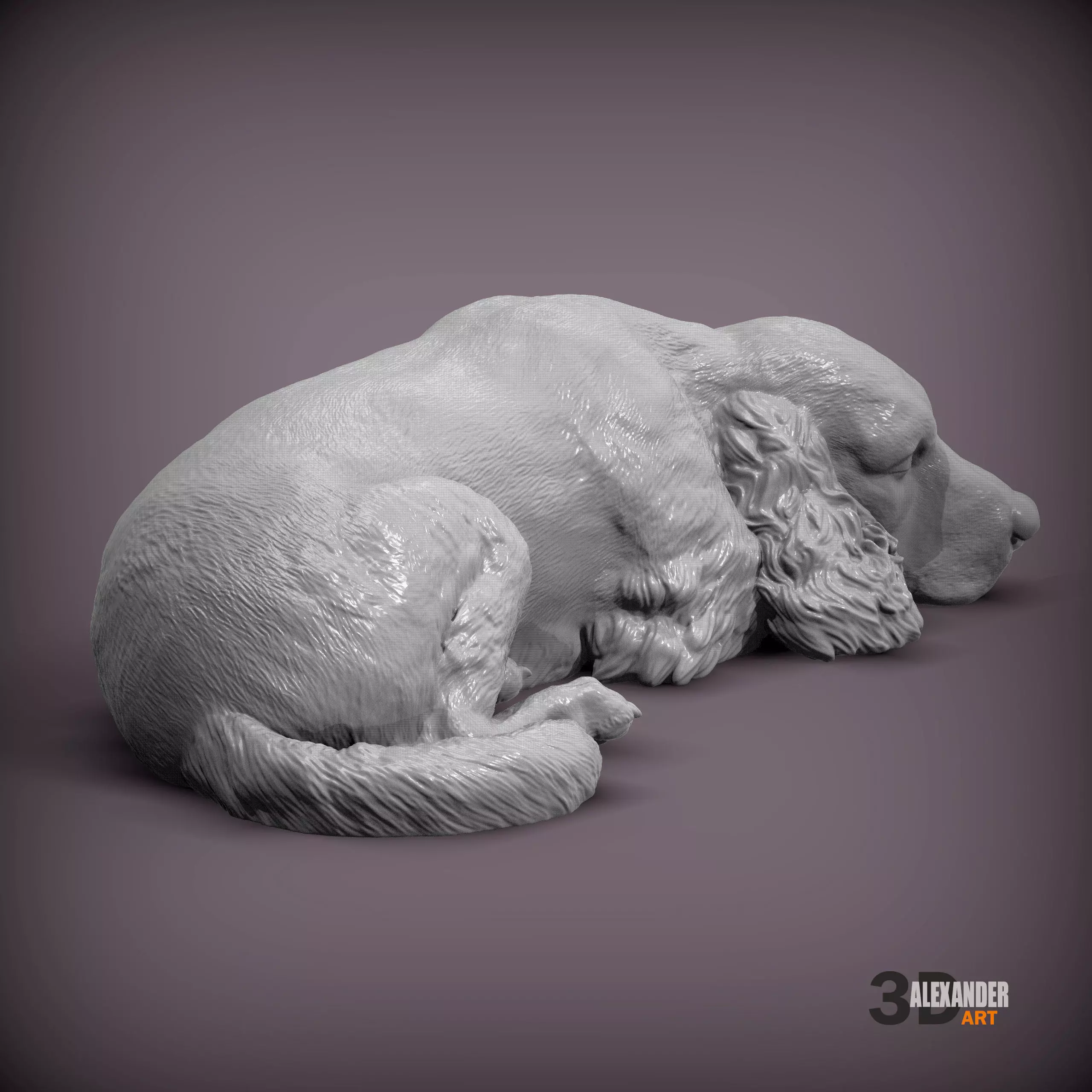 English Cocker Spaniel sleeping 3D print model_4