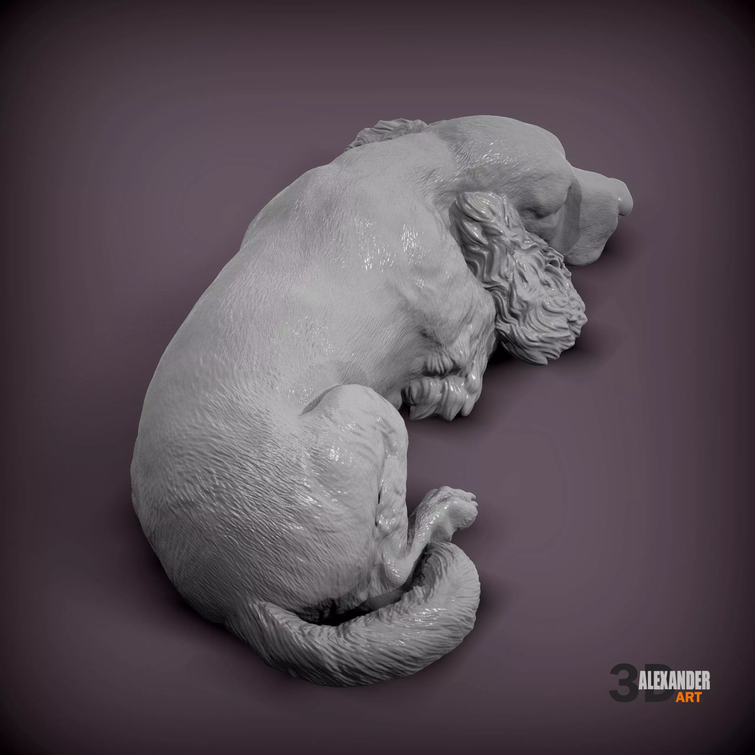English Cocker Spaniel sleeping 3D print model_7