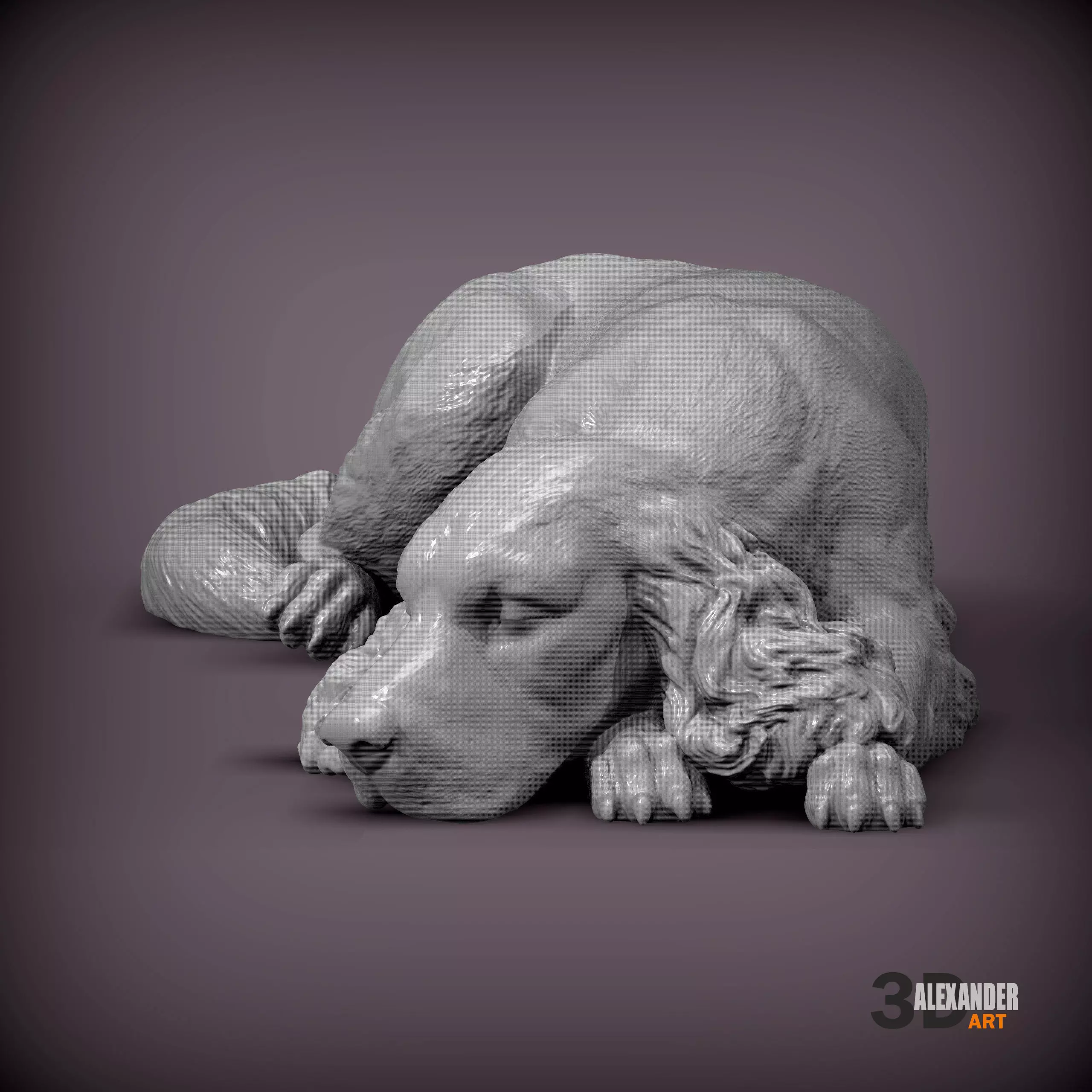 English Cocker Spaniel sleeping 3D print model_3
