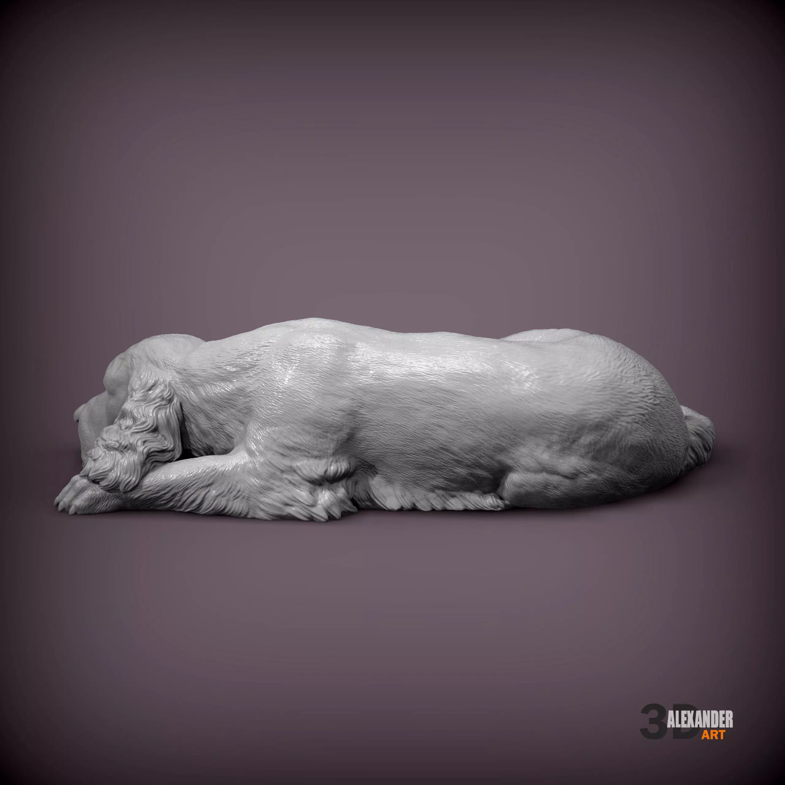 English Cocker Spaniel sleeping 3D print model_5