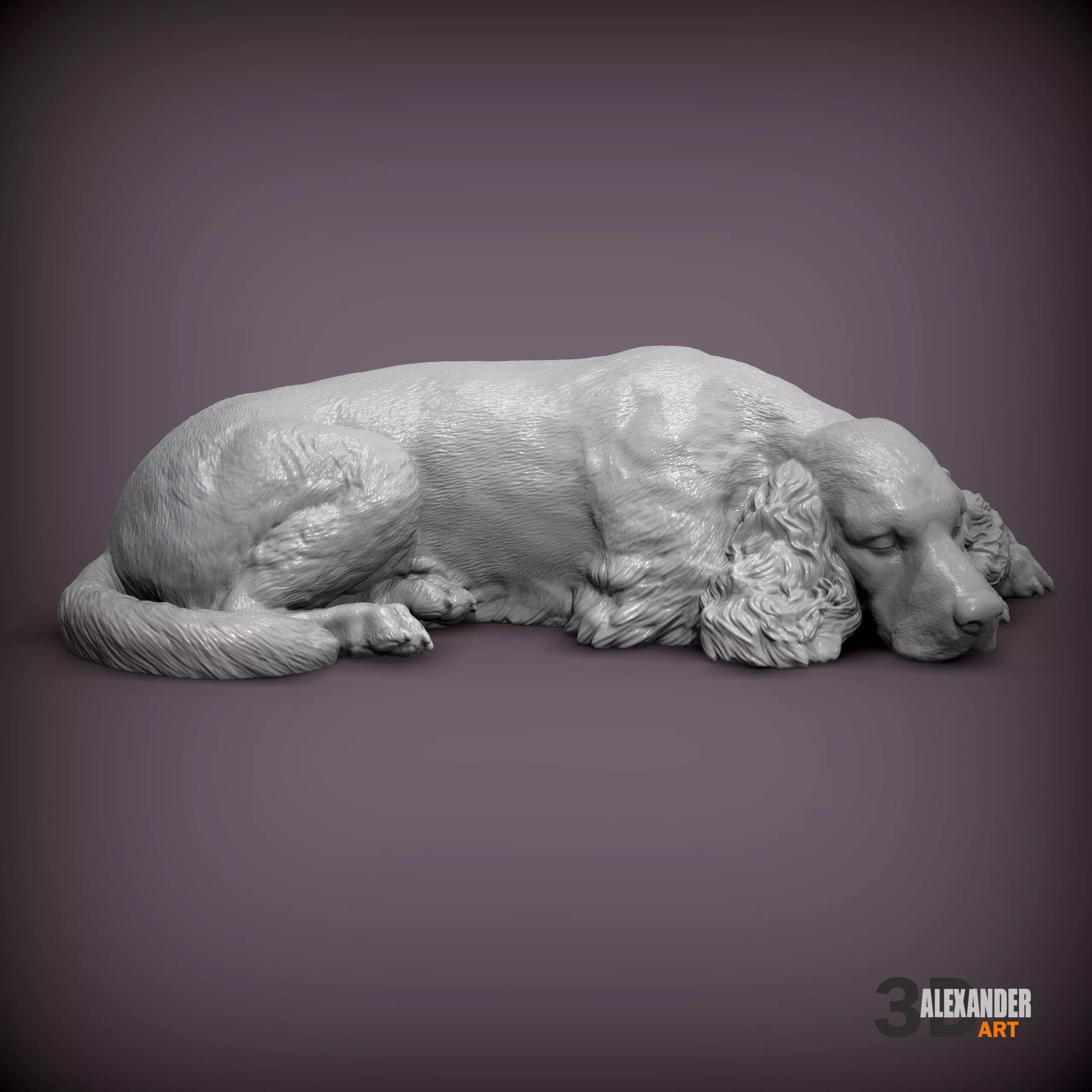 English Cocker Spaniel sleeping 3D print model_2