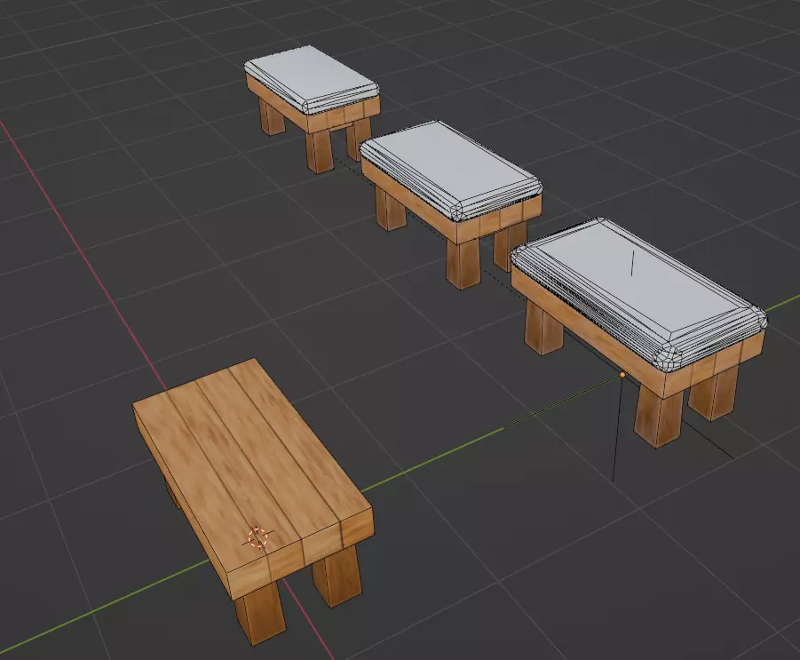 Stylized Wooden Bench Low-poly 3D model_3
