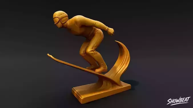 Golden Ski Jumping Statue