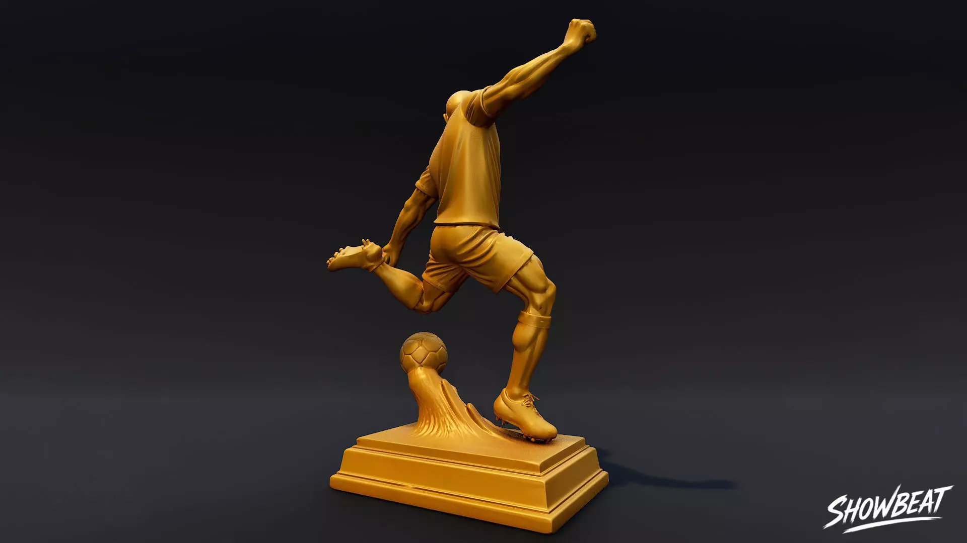 Golden Soccer Statue Low-poly 3D model_3