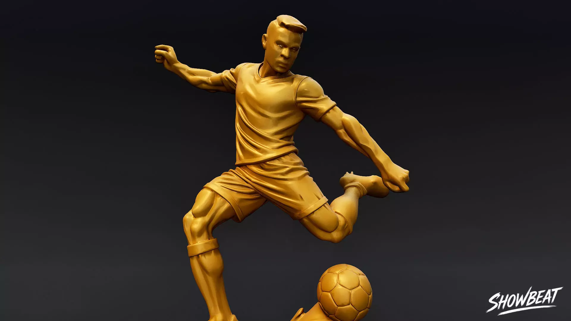 Golden Soccer Statue Low-poly 3D model_5
