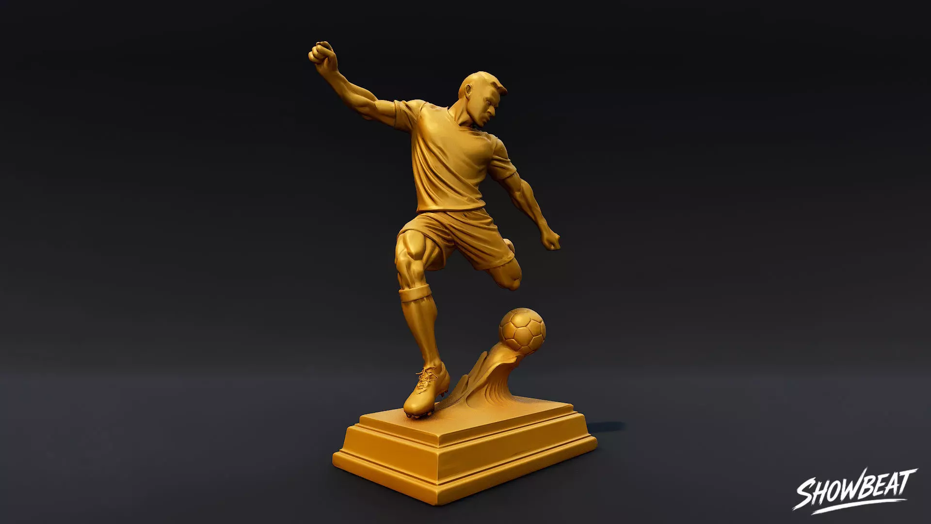 Golden Soccer Statue Low-poly 3D model_4