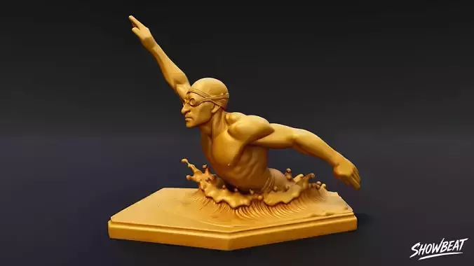 Golden Swimming Statue