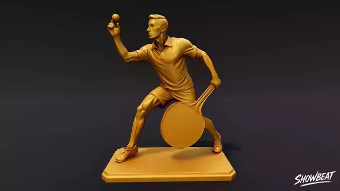 Golden Table Tennis Statue