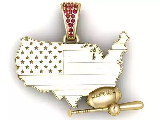 USA Sports Flag Pendant 3D Printable Model
