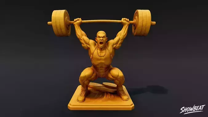 Golden Weightlifting Statue