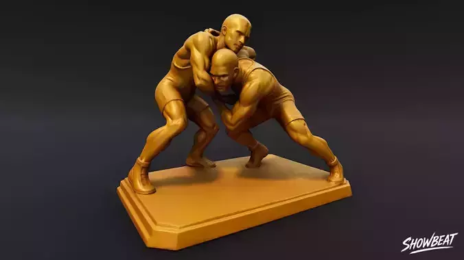 Golden Wrestling Statue