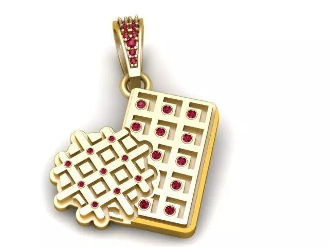 Waffle Pendant 3D Printable Model 3D print model