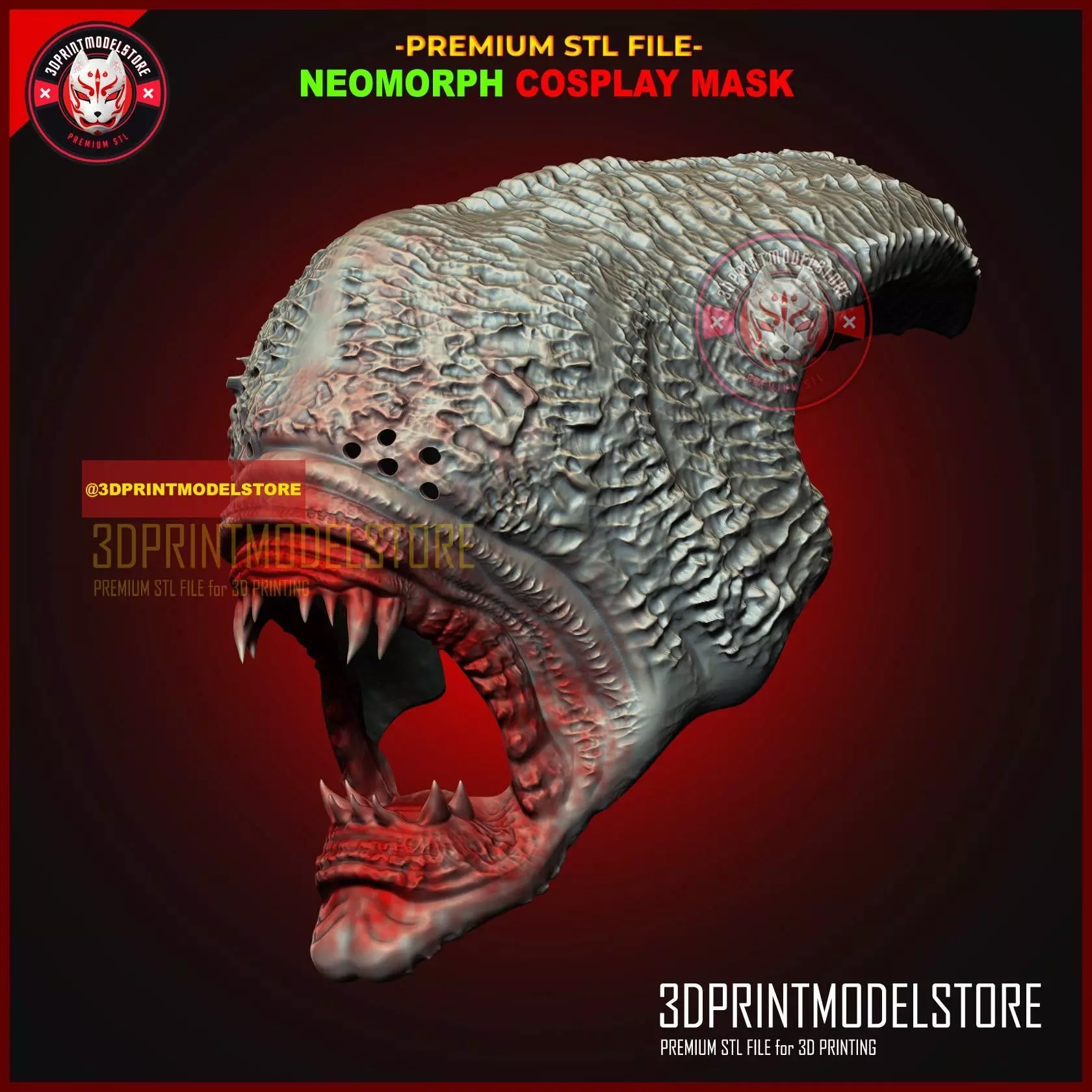 Neomorph Mask - Alien Monster Halloween Cosplay Helmet 3D print model_0