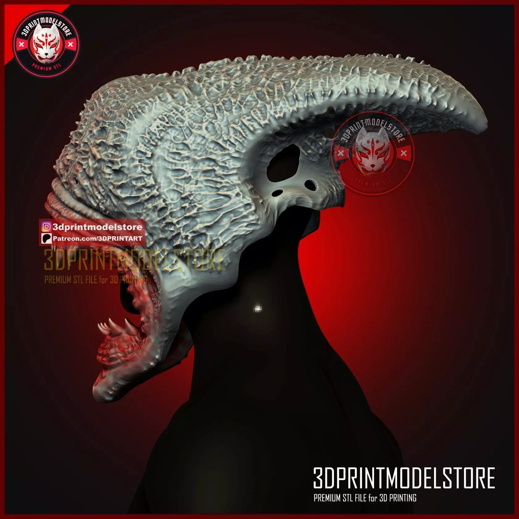 Neomorph Mask - Alien Monster Halloween Cosplay Helmet 3D print model_3