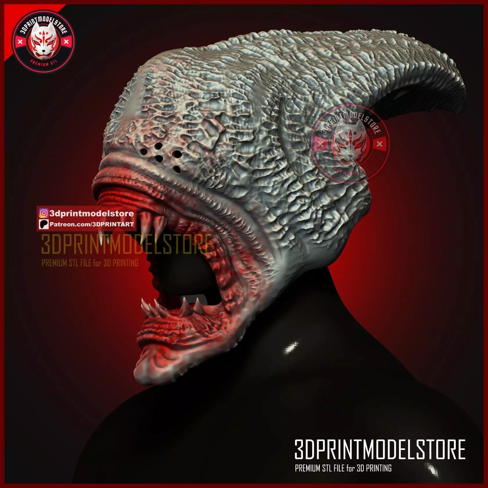 Neomorph Mask - Alien Monster Halloween Cosplay Helmet 3D print model_2