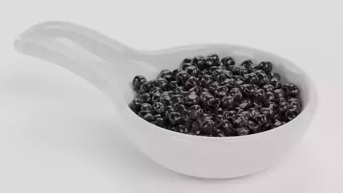 Black Caviar - Appetizer Spoon with Fish Roe Serving Setup 3D model 2