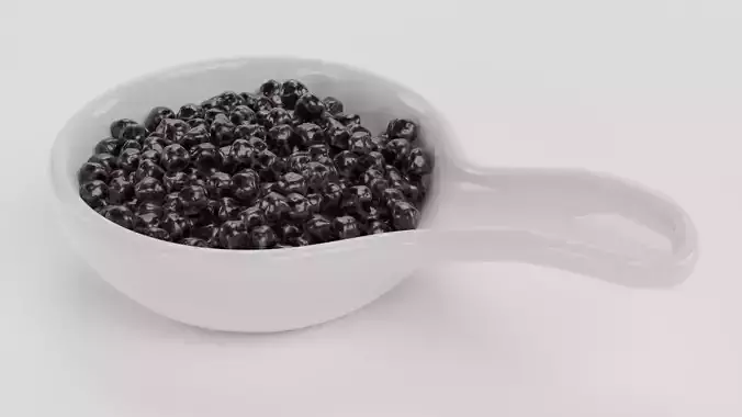 Black Caviar - Appetizer Spoon with Fish Roe Serving Setup 3D model 5