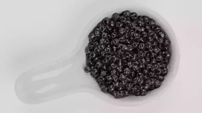 Black Caviar - Appetizer Spoon with Fish Roe Serving Setup 3D model 3