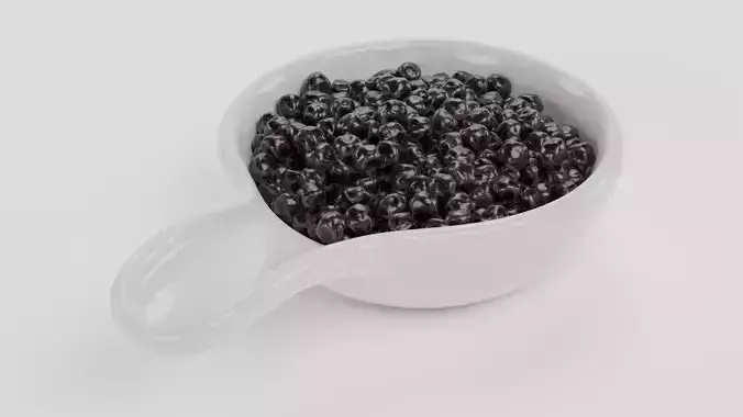 Black Caviar - Appetizer Spoon with Fish Roe Serving Setup 3D model 4
