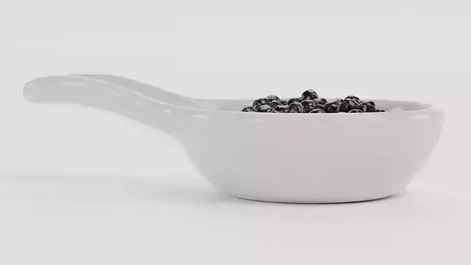 Black Caviar - Appetizer Spoon with Fish Roe Serving Setup 3D model 6