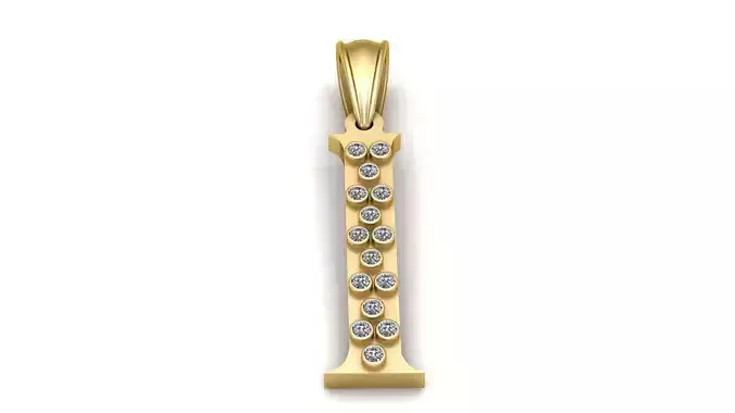 Letter I Pendant  Minimal Initial Jewelry 3D Printable Model