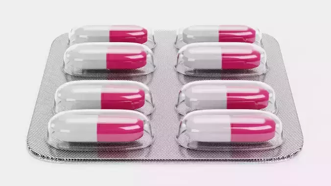 Blister with Pills V4 - Scored Medical Caplet Tablets Pack