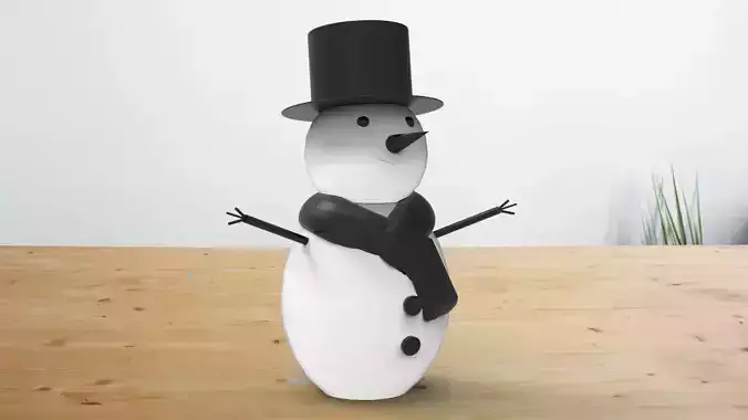Monochrome Snowman Sentinel  Timeless 3D Frost Guardian 