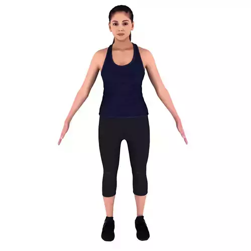 Rigged Female Fitness 3D Scanned Model
