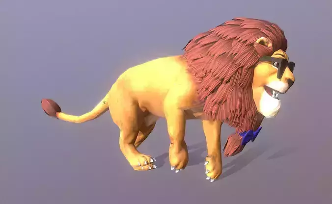 FUNCKY Young LION RUNNING Fbx Pbr  Animated