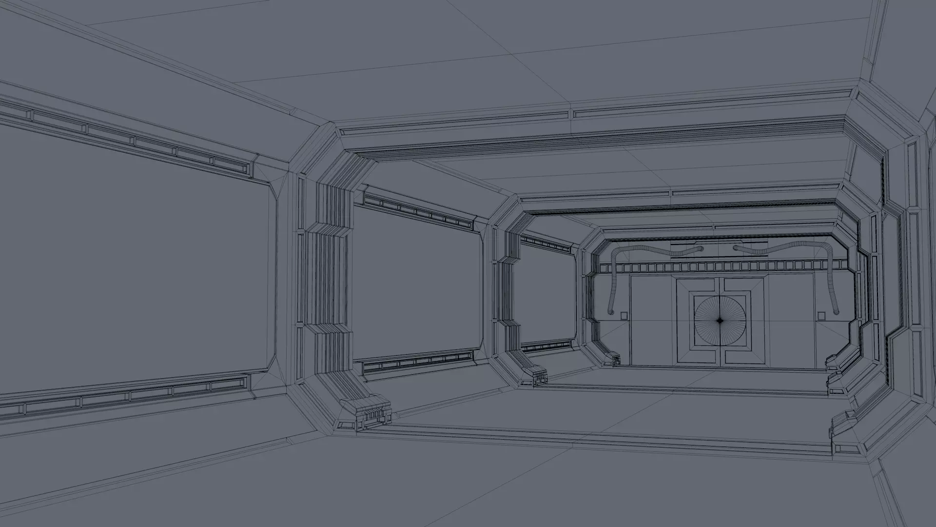 Sci fi Corridor Futuristic 3D model_10